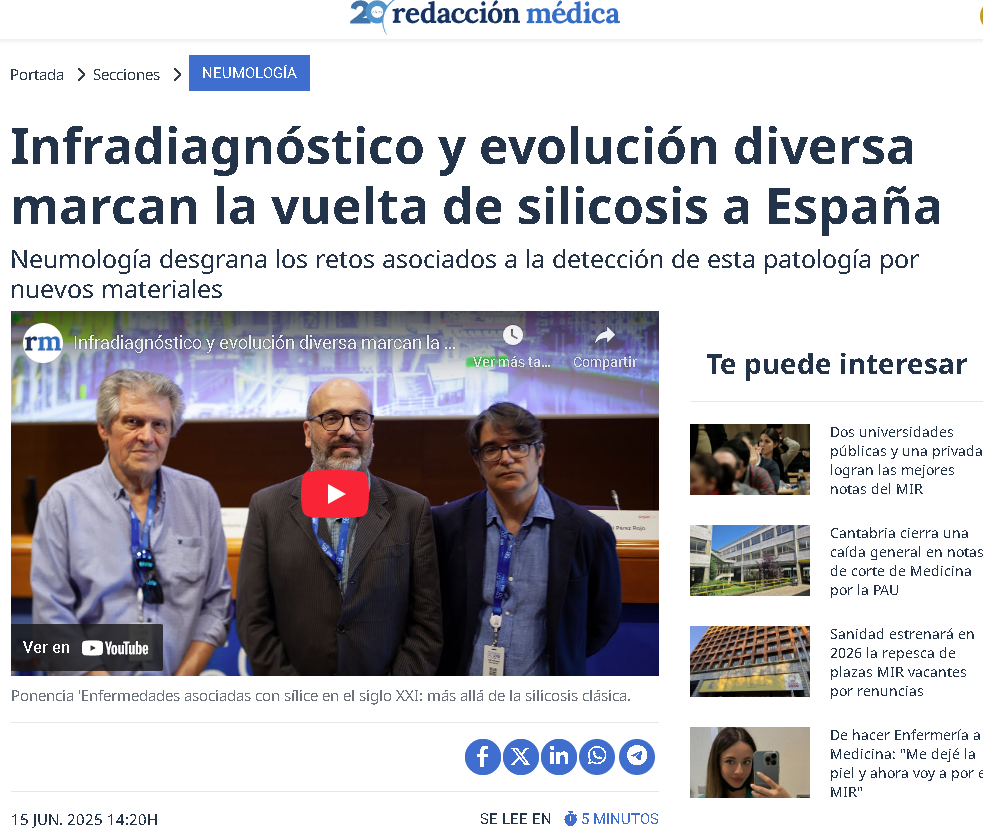 Infradiagnóstico y evolución diversa marcan la vuelta de silicosis a España